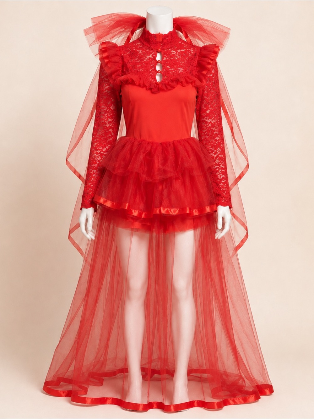 Fashion Nova Twisted Bride Red Halloween Costume & Veil Large